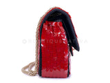 Chanel 2010 Red Sequin Satin Paris-Shanghai Medium Flap Bag GHW 1GG