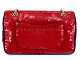 Chanel 2010 Red Sequin Satin Paris-Shanghai Medium Flap Bag GHW 1GG