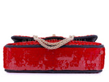 Chanel 2010 Red Sequin Satin Paris-Shanghai Medium Flap Bag GHW 1GG