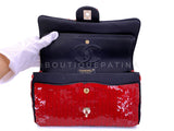 Chanel 2010 Red Sequin Satin Paris-Shanghai Medium Flap Bag GHW 1GG