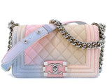 Chanel 2018 Pastel Rainbow Caviar Small Boy Flap Bag SHW L45