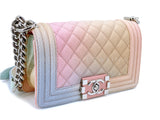 Chanel 2018 Pastel Rainbow Caviar Small Boy Flap Bag SHW L45