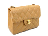 Chanel Vintage 2004 Beige Caviar Square Mini Flap Bag 24k GHW BRB