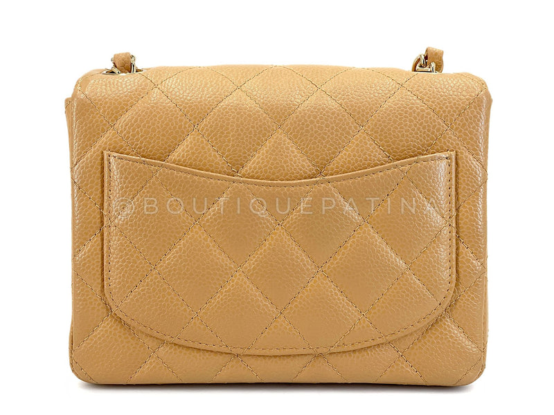 Chanel Vintage 2004 Beige Caviar Square Mini Flap Bag 24k GHW BRB