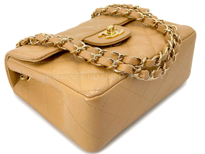 Chanel Vintage 2004 Beige Caviar Square Mini Flap Bag 24k GHW BRB