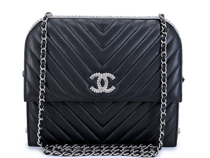 Chanel 15C Paris Dubai Clutch on Chain Baguette Crystal Black SHW MQY