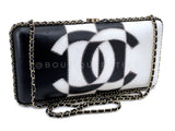 Chanel 2017 Black White Logo Clutch on Chain Bag GHW  TUK