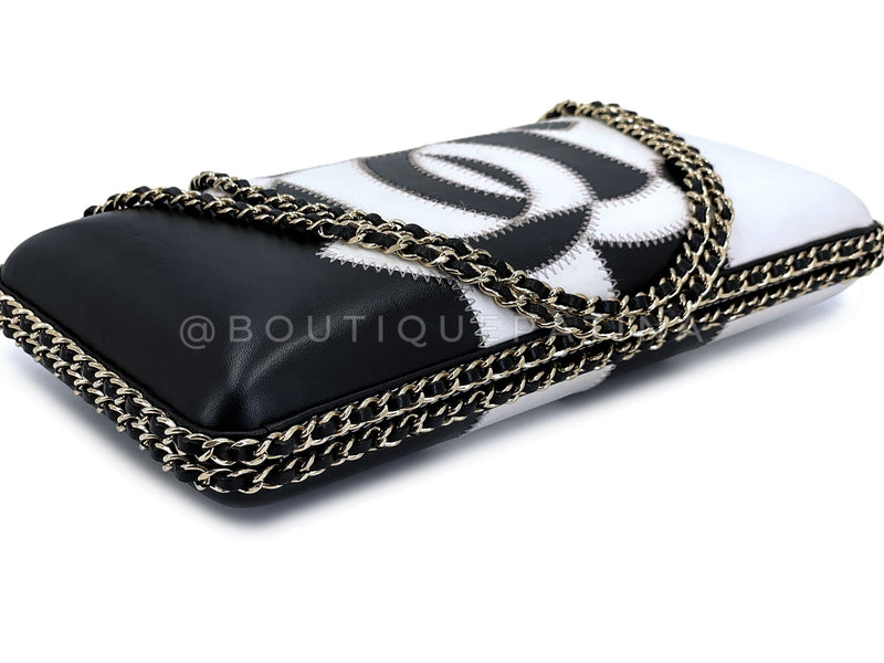 Chanel 2017 Black White Logo Clutch on Chain Bag GHW  TUK