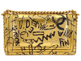 Chanel 19A Egypt Gold Crocodile Print Graffiti Boy Bag Medium GHW Paris-New York 8VU