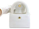 Chanel 1997 Vintage White Caviar Mini Kelly Evening Bag 24k GHW CEX