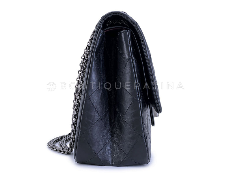 Pristine Chanel 2009 Vintage Black Reissue 227 2.55 Large Flap Bag RHW P3L