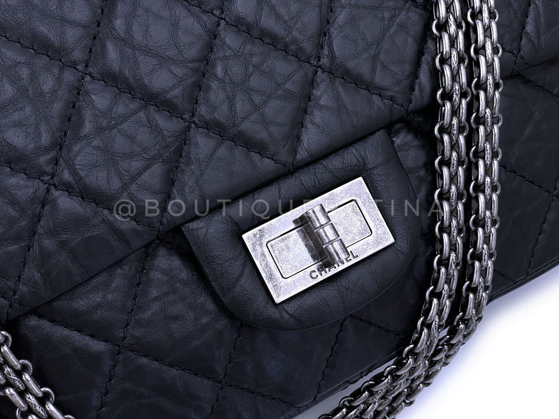 Pristine Chanel 2009 Vintage Black Reissue 227 2.55 Large Flap Bag RHW P3L