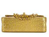 Chanel 19A Gold Crocodile Print Egyptian Mini Flap Bag GHW DG1