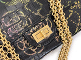 Chanel 19A Egypt Rainbow Graffiti Croc Print Reissue Mini Flap Bag GHW Paris-New York L1K