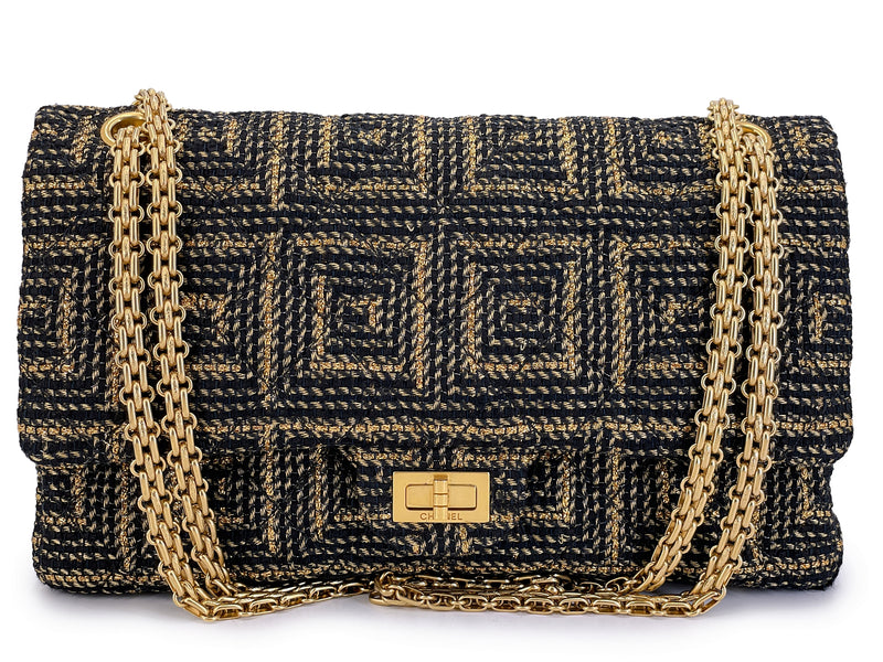 Chanel 2011 Gold-and-Black Rope Spun Paris Byzance Jumbo Reissue Flap Bag GHW ZJQ