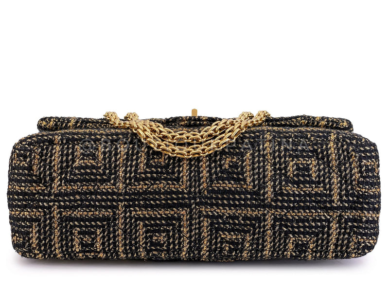 Chanel 2011 Gold-and-Black Rope Spun Paris Byzance Jumbo Reissue Flap Bag GHW ZJQ