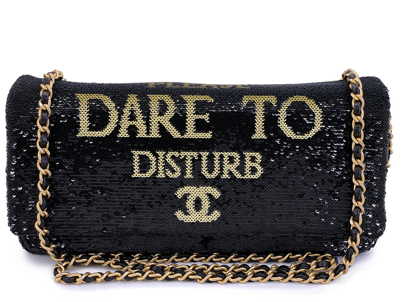 Chanel 18A Paris-Hamburg Sequin Evening Clutch on Chain "Dare to Disturb" Bag 7Y5