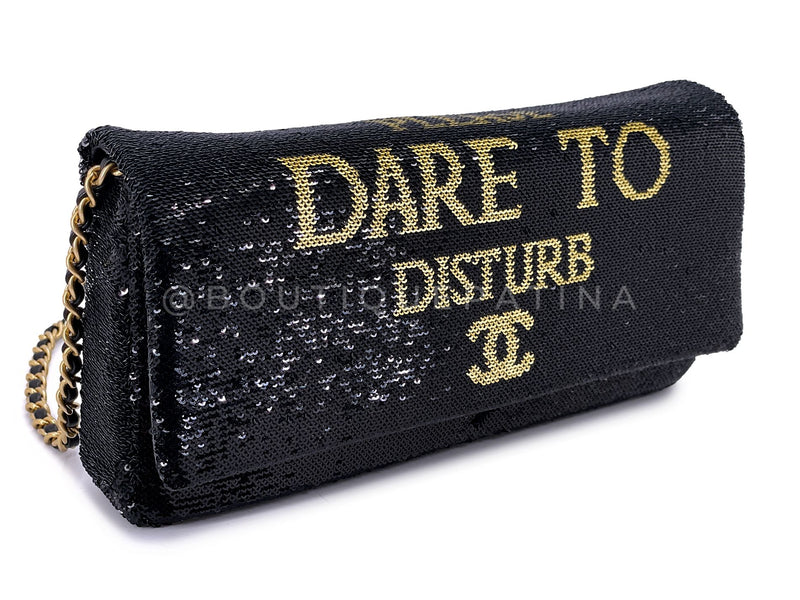 Chanel 18A Paris-Hamburg Sequin Evening Clutch on Chain "Dare to Disturb" Bag 7Y5