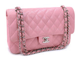 Chanel 2006 Vintage Sakura Pink Caviar Medium Classic Double Flap Bag SHW 7ZW