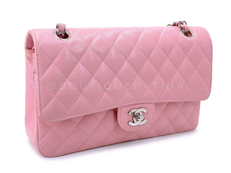 Chanel 2006 Vintage Sakura Pink Caviar Medium Classic Double Flap Bag SHW 7ZW