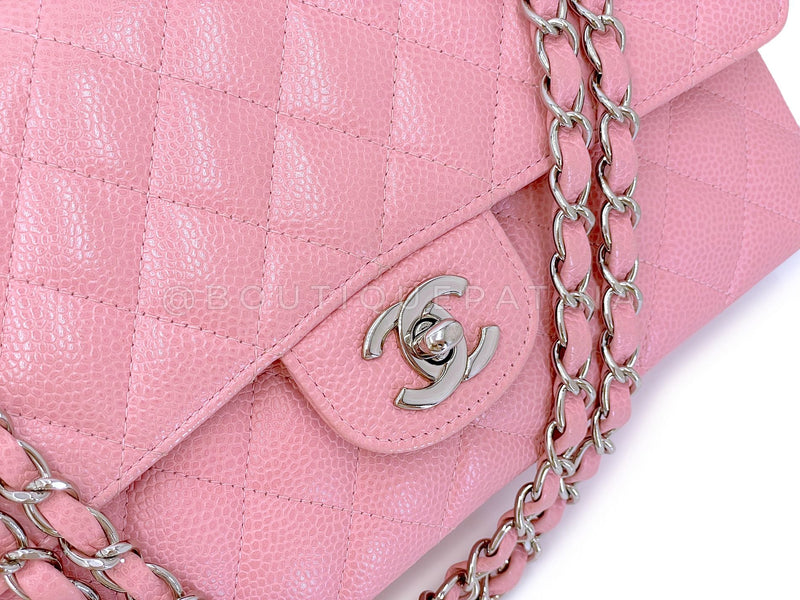 Chanel 2006 Vintage Sakura Pink Caviar Medium Classic Double Flap Bag SHW 7ZW