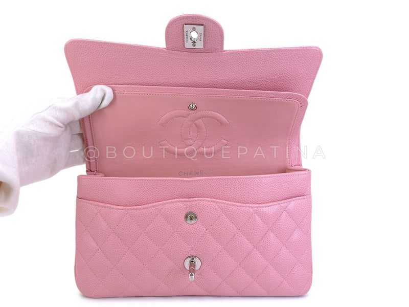 Chanel 2006 Vintage Sakura Pink Caviar Medium Classic Double Flap Bag SHW 7ZW