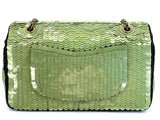 Chanel 2010 Green Sequin Satin Paris-Shanghai Medium Flap Bag GHW TO8