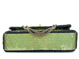 Chanel 2010 Green Sequin Satin Paris-Shanghai Medium Flap Bag GHW TO8