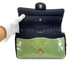 Chanel 2010 Green Sequin Satin Paris-Shanghai Medium Flap Bag GHW TO8