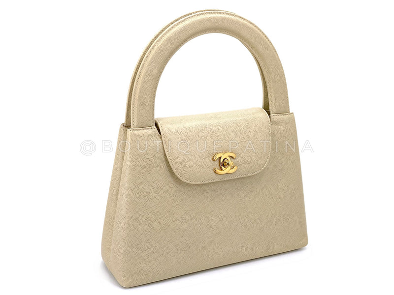 Chanel Vintage Beige Caviar Evening Mini Kelly Bag 24k GHW 7QQ