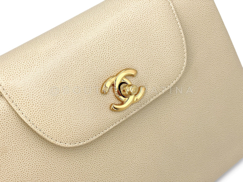 Chanel Vintage Beige Caviar Evening Mini Kelly Bag 24k GHW 7QQ