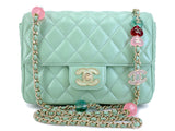 Chanel 23P Mint Green Lambskin Lucite Candy Hearts Square Mini Flap Bag GHW Y8V