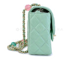 Chanel 23P Mint Green Lambskin Lucite Candy Hearts Square Mini Flap Bag GHW Y8V