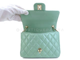 Chanel 23P Mint Green Lambskin Lucite Candy Hearts Square Mini Flap Bag GHW Y8V