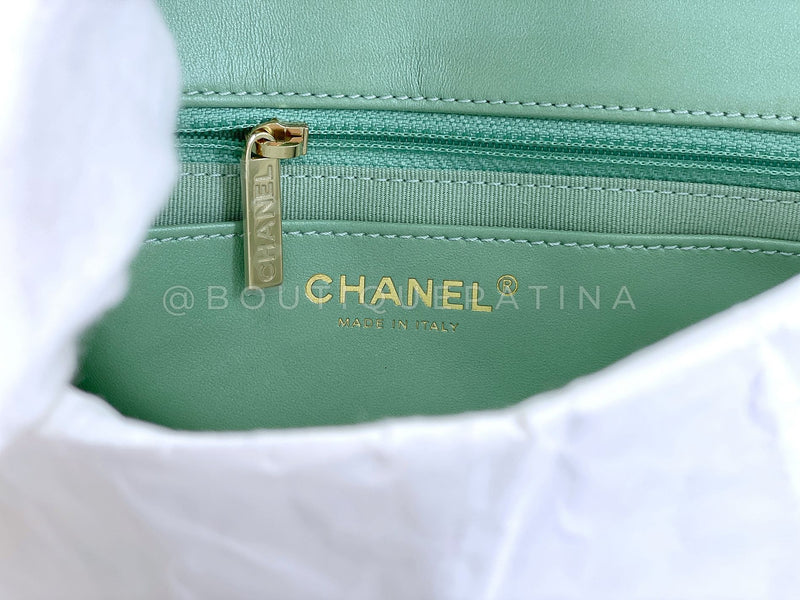 Chanel 23P Mint Green Lambskin Lucite Candy Hearts Square Mini Flap Bag GHW Y8V