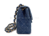 Chanel 1998 Vintage Blue Denim Square Mini Flap Bag 24k GHW  2H2