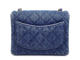 Chanel 1998 Vintage Blue Denim Square Mini Flap Bag 24k GHW  2H2