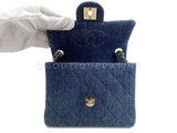 Chanel 1998 Vintage Blue Denim Square Mini Flap Bag 24k GHW  2H2