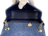 Chanel 1998 Vintage Blue Denim Square Mini Flap Bag 24k GHW  2H2