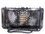 Chanel 13A Paris-Edinburgh Dark Silver Ombre Python Clutch on Chain Evening Bag U75