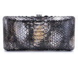 Chanel 13A Paris-Edinburgh Dark Silver Ombre Python Clutch on Chain Evening Bag U75