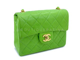 Chanel 1989 Vintage Apple Green Mini Square Flap Bag 24k GHW 7FD