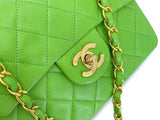 Chanel 1989 Vintage Apple Green Mini Square Flap Bag 24k GHW 7FD