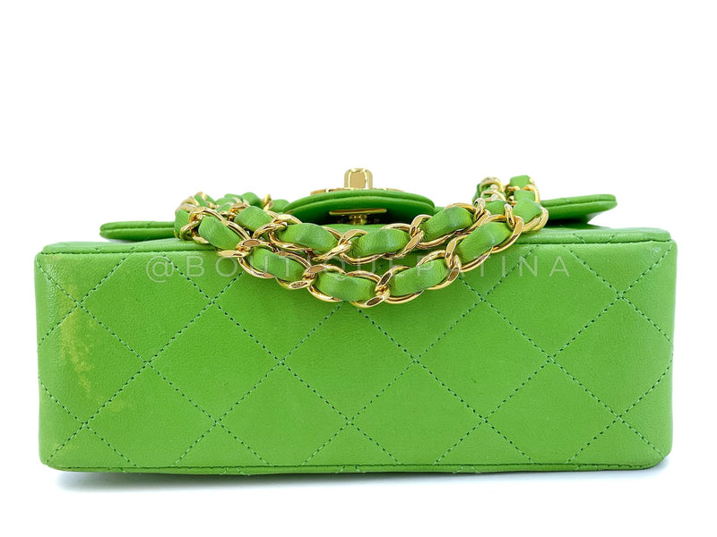 Chanel 1989 Vintage Apple Green Mini Square Flap Bag 24k GHW 7FD