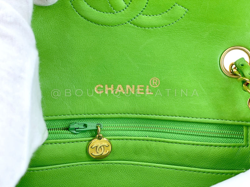 Chanel 1989 Vintage Apple Green Mini Square Flap Bag 24k GHW 7FD