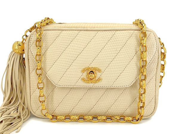 Chanel 1991 Vintage Beige Lizard Mini Flap Camera Bag Beige 24k GHW PXT