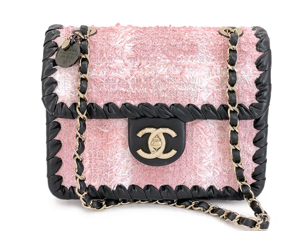 Chanel 2022 Pink Tweed Square Mini Flap Bag GHW W0V