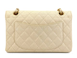 Chanel 2001 Vintage Mushroom Beige Speckled Caviar Small Classic Double Flap Bag Brushed 24k GHW CF4