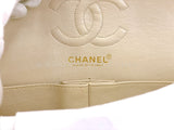 Chanel 2001 Vintage Mushroom Beige Speckled Caviar Small Classic Double Flap Bag Brushed 24k GHW CF4