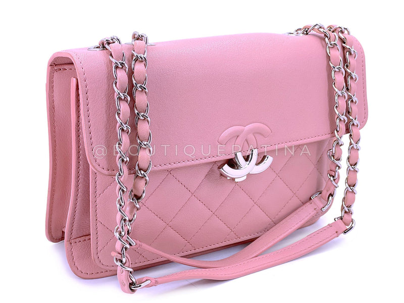 Chanel 2018 Pink CC Goatskin Flap Bag SHW NHS